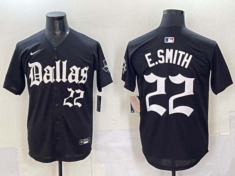 Men 2025 Nike Dallas Cowboys #22 E.Smith Black 5th generation Joint Name Limited NFL Jersey 011